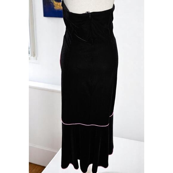 Y2K Velvet Halter Dress with Pink Piping Blondie Nites by Linda Bernell 16W - Picture 8 of 14